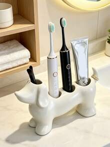 Cute Minimalist Dachshund Shaped Bathroom Storage Box Toothbrush Holder, Dachshund Electric Toothbrush Holder Organizer, Toothpaste Makeup Brush Storage Base, Cute Storage Base Holder, Suitable For Electric Toothbrushes And Toiletries - Multicolor - View 2