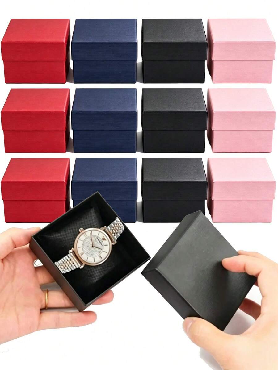 1/12pcs Kotak Hadiah Klasik, Kotak Jam Tangan Premium, Kotak Penyimpanan Jam Tangan Mewah Berkualitas Tinggi dengan Bantalan Spons, Kotak Penyimpanan Gelang Berlapis, Kotak Kemasan Hadiah Tahan Lama Kelas Atas, Cocok untuk Jam Tangan Elektronik - MultiWarna - View 1