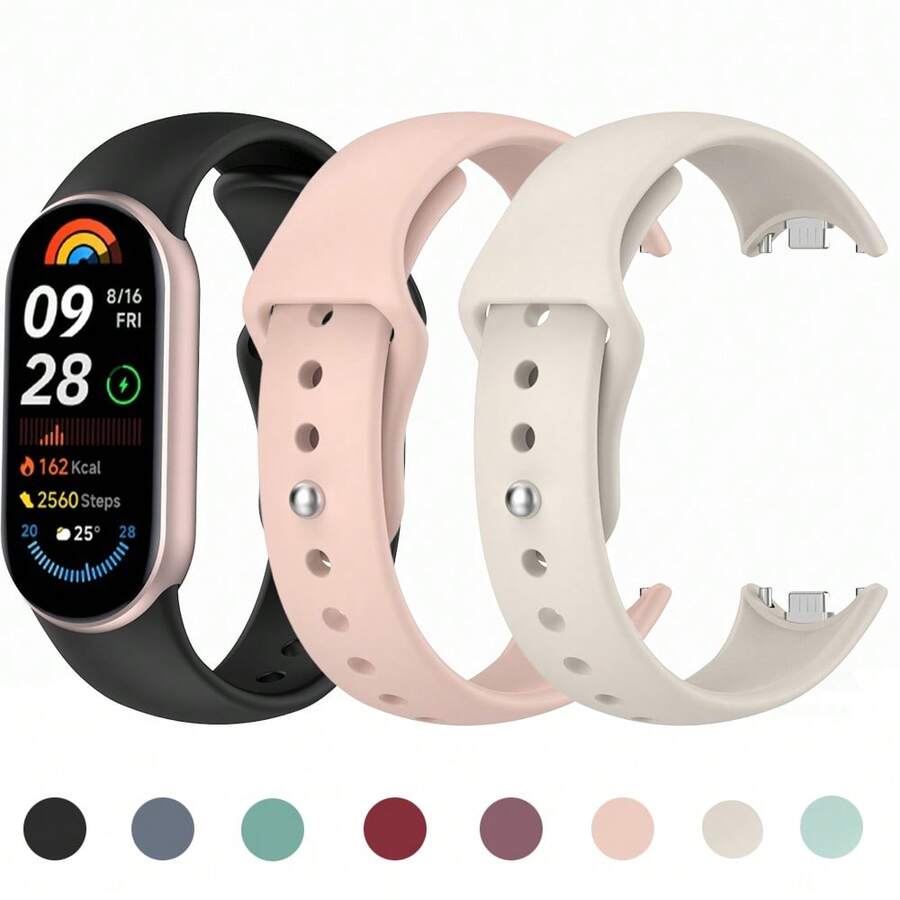 Breathable Silicone Strap Compatible With Xiaomi Band 11/10/9/8 Solid Color Reverse Buckle Durable Comfortable Fitness Tracker Replacement Band High Elasticity - Multicolor - View 1
