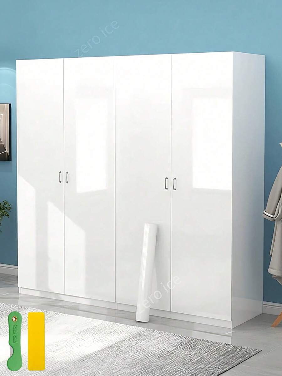 1 Roll White Self-Adhesive Wallpaper For Kitchen, Tear And Stick, Scratch-Resistant, Oil-Proof, Heat-Resistant, Suitable For Walls, Cabinets, Tables, Chairs, Wardrobes