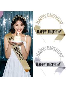 1pc Women's Birthday Party Headbands And Shoulder Straps Enhance Party Atmosphere And Commemorative Significance - Multicolor - View 11