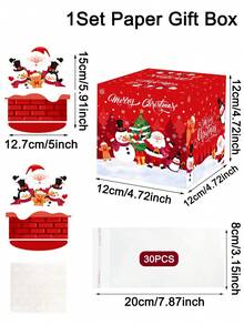 1 Set Christmas Money Pull Box, Santa Claus Snowman Penguin Chimney Print, 12x12x12cm Holiday Money Box, Suitable For Christmas Party Favors And Gift Packaging - Multicolor - View 12
