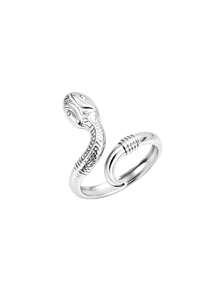 1Pc Open Ring,Winding Snake Shape With Embossed Texture,Vintage Cool‑Style Finger Ring For Men Women Street Shooting Party Holiday Gift Giving - Ring - View 7