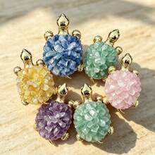 1pc Crystal Turtle Made Of Crushed Stones – An Ideal Decorative Stone For The Home, A Tabletop Ornament, And A Gift For Family And Friends. - Multicolor - View 2