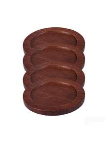 Round Vintage Walnut Solid Bamboo Tea Cup Coaster Set, Luxury Heat-Insulating Cup Holder Tray Rack, Tea Ceremony Tableware Storage Organizer, Heat-Resistant Non-Slip Kitchen Dining Table Decor, Gift For Tea Lovers And Home Decor Enthusiasts - Multicolor - View 9