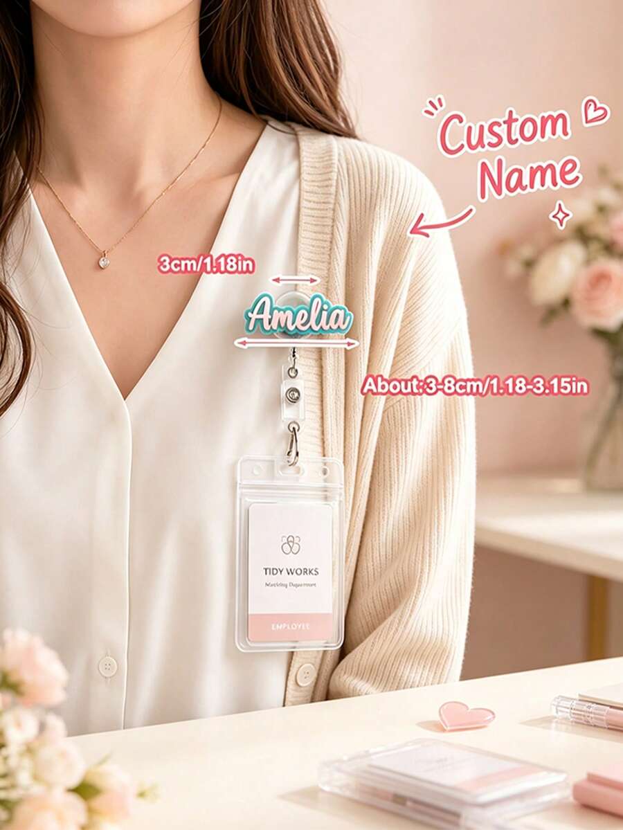 Customizable Text & Name Retractable Badge Reel, ID Clip, Healthcare Worker Name Tag, Office Badge, Stethoscope Accessory; Gift For Nurses & Doctors - Multicolor - View 1