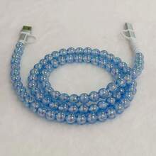 Crystal AB Finished Bead 4 In 1 Charging Cable Compatible With Most Phone Models Perfect Holiday Gift For Women Ideal New Year Gift For Ladies Adorable Things For Girls - Blue Crystal - View 6