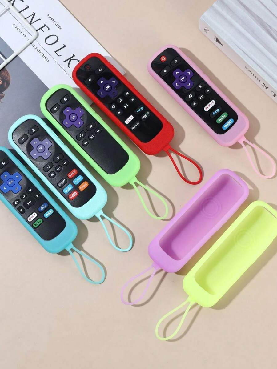 1pc Silicone Universal Remote Control Protective Case With Lanyard, Compatible With Roku280 Remote Control Replacement Shell, Large Appliance Accessory - View 1