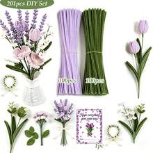 201pcs Fluffy Stem Handmade Set, Includes 200 Flexible Iron Wire Stems And 1 Greeting Card, Suitable For DIY Handmade Flowers, Doll Making, Holiday Decoration, Art Projects, Home Crafts, Party Decoration, Craft Supplies For Hobbyists - 201 Pcs - View 19