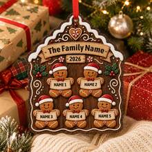 Custom Gingerbread Family Christmas Ornament, Personalized 2-5 Names Holiday Tree Decor, Festive Gingerbread House Style, Customized Family Keepsake, Customizable Name Hanging Ornament, Christmas Home Decor, Holiday Gift 2026, Christmas Decorations - Style D - View 5