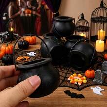 2/4/6pcs Halloween Witch Plastic Cauldron Bowls Black, Halloween Decoration - Multicolor - View 3