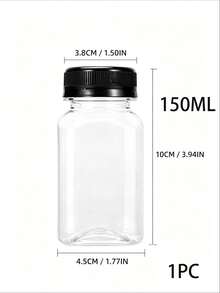 Botol Plastik Kecil dengan Tutup Ulir, Cocok untuk Cairan, Jus, Minuman Kesehatan - Botol Konsentrat Jus Jahe - Botol Mini Transparan yang Dapat Digunakan Kembali/Anti Bocor/Dapat Dibekukan, Wadah Plastik 2oz dengan Tutup - Hitam - View 21