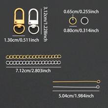 160pcs DIY Beaded Keychain Set, Includes 10 Keychains + 100 Open Jump Rings + 40 Lobster Clasps + 10 Chains, Beaded Keychains, Phone Charms, Bag Chains, Clothing Accessories, Party Gift Set, Jewelry Making Keychains - Keychain & Extension Chain & 9-pin & Jump Ring - View 3