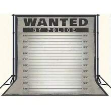 2D Flat Police Lineup Height Chart Suspect Photo Backdrop, Police Theme Suspect Mystery Party Decoration Background, Portrait Photography Background, Vinyl Material - 1 - View 2