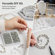 150 Pcs/Box DIY Jewelry Clasps And Connectors Set 50 Alloy Lobster Clasps And 100 Jump Rings, For Beading Craft Interface Making Accessories - DIY - View 4