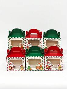 4pcs/8pcs/12pcs/24pcs Christmas Eve Handheld Window Paper Gift Boxes, Christmas Cookie Candy Storage Packaging Boxes, Donut Tart Dessert Boxes, Party Gathering Baking Packaging Empty Boxes - View 10