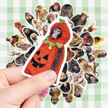 50Pcs Humorous Monkey Decorative Stickers, Funny Meme Animal Graphic Decals, Waterproof Stickers For Journal, Skateboard, DIY Projects - Multicolor - View 3