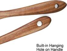 2-Piece Flat Wooden Spatula Set, Practical Wooden Turners For Cooking And Kitchen Use - Brown - View 5