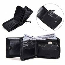 New PU Wallet For Men Baellerry Short Vintage Multi-Slot Coin Purse With Zipper Wallet - Multicolor - View 11