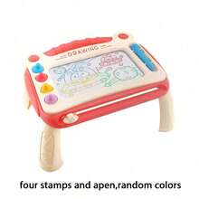 1pc Kids Magnetic Drawing Board With Detachable Table Legs, Color Erasable Doodle Sketch Pad With Stamps & Stylus Pen, Portable Hand‑Held Graffiti Writing Board, Early Learning Gift For Toddler Boys Girls - Multicolor - View 13