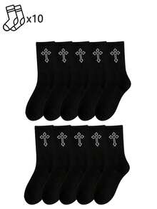 1/5/10/20 Pairs Men's Mid-Calf Socks, Simple Comfortable Sports Striped Socks, Versatile For Daily Wear, Outings And Home - Multicolor - View 24