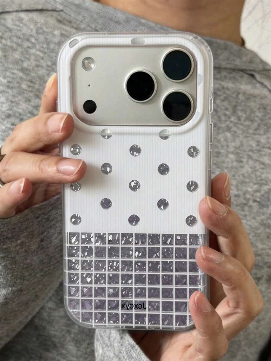 Casing Ponsel Bergaya dan Lucu dengan Motif Polka Dot Berkilau, Kompatibel dengan iPhone 18 Pro Max 18 Pro 17 Pro Max 17 Pro 17 16 Pro Max 16 Pro 16 15 Pro Max 15 Pro 14 Pro Max 14 Pro 13. Penutup Belakang Mewah dengan Tekstur Rhinestones Mengkilap.