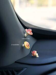 3 buah Hiasan Mobil Bentuk Jamur Miring Mini Kreatif untuk Dashboard, Jendela, Samping, dan Spion Belakang - A - View 6