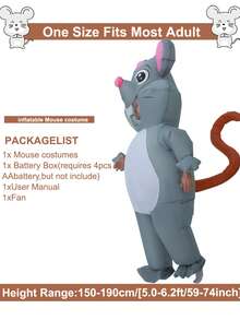 Inflatable Mouse Costume, Suitable For Women And Men Adults, Cosplay Party Inflatable Full Body Mouse Suit, Inflatable Costume, Halloween - Mouse - View 5