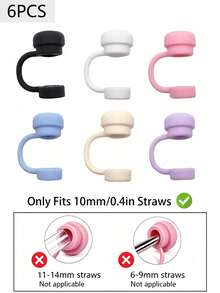 6pcs/2pcs Reusable Silicone Straw Caps, Leak-Proof Splash-Proof Dust-Proof, Suitable For Cups, Back To School Essential - Multicolor - View 12