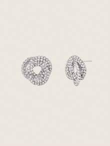 Valisandre 1pair Fashion Wrapped Design Studded Earrings - Silver - View 4