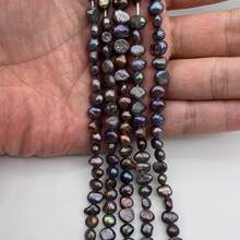 6-7mm Black-Brown Potato-Shaped Small Baroque Freshwater Pearl DIY Accessory 1 Strand Length 35cm/13.78inch, Hole Diameter 0.8mm - Black-brown - View 4