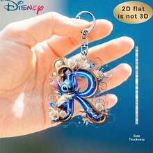 Disney Stitch Letter Embroidered Keychain, 26 'A-Z' Floral Cartoon Patterns, Acrylic Pendant With Chain, Suitable For Bags, Keys And Car Keys, Travel Accessory Gift, Cute Floral Keychain Design, Smooth Surface, Keychain, Decorative Keychain, Cartoon Keychain, Christmas Gift, Fan Gift, 2D Flat Gift, Holiday Gift, Home Decor - Multicolor - View 23