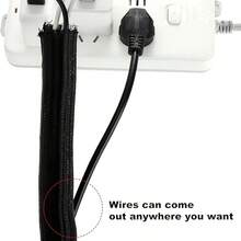 Cable Protector Sleeve For Wires, Cables And Data Lines, Split Tube For Power Cords, Audio/Video Cables - Desktop PC, TV, Computer Cable Organizer, Pet Chew Protection - Black - View 6