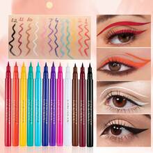 HANDAIYAN Set Eyeliner Cair Warna-warni 12 Buah: Cepat Kering, Anti Luntur, Sangat Cerah, Set Eyeliner Cair Matte - Set Hadiah Liburan Halloween, Natal, dan Cosplay. Kosmetik. Perlengkapan Pesta. Pilihan Warna Terbaik. - Hooked On You - View 11