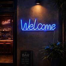 1pc LED Welcome Letter Neon Light, Bar Scene Wall Hanging Decor, Battery/USB Powered Romantic Atmosphere Light, Holiday Party Gift, Bedroom Room Decoration - Welcome Neon Light - View 13