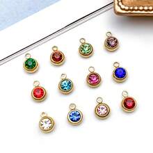 12pcs Stainless Steel Diamond Twelve Birthday Pendant Jewelry Making DIY Earring Pendant Various Design Charms For Jewelry Making Bracelets Necklace - Multicolor - View 1
