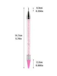 1pc Pink Dual-Head Nail Art Rhinestone Tool, Detachable Silicone Soft Tip Dotting Pen, Nail Art Flower & Rhinestone Dual-Use Pen - Pink - View 5