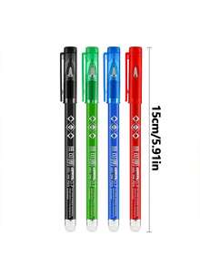 4pcs/Pack 0.7mm Erasable Liquid Ink Pens, Washable Pens, Black/Blue/Red/Green Ink, Erasable Ballpoint Pens, Smooth Writing, Heat Erasable, Perfect For Office, School Art Supplies - Default - View 11