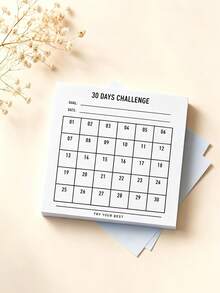Minimalist 30-Day Challenge Habit Tracker Notebook, Undated Grid Goal Tracking Journal, Daily Task List Notepad, Self-Discipline Check-In Sticky Note,Journal Scrapbook Insert Tool, Office Goal Planning Stationery Supplies - A - View 8