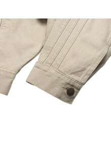Adidas Originals Women's Sports Jacket P ESS TT Casual Colorblock Turn-Down Collar Canvas Short Jacket KE1069 - Grey Stone Khaki Brown - View 7