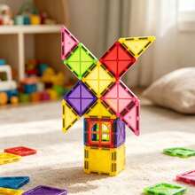 Magnetic Building Blocks - Colorful Window & Small Car Toys, STEM Toys, DIY Creative Toys For Kids, Perfect Birthday Gift (Random Color) Halloween Christmas Thanksgiving Holiday Gift Best Birthday Gift - Multicolor - View 3