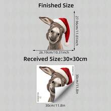 BRUP 1pc Cute Santa Hat Rabbit Static Cling Window Sticker, Glass Sticker, Double‑Sided Visible Reusable Decal, Christmas Animal Pattern, Xmas Decor For Home, Cafe, Shop Glass Window, Holiday Party Ornament - Multicolor - View 12