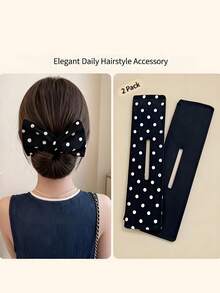 Lazy Lazy Bow Bun Hairpin Set - Twist And Knot Into A Bun. This Hair Accessory Is Perfect For Those With Limited Hand Dexterity, Suitable For Daily Wear, Parties, Weddings, And Bridal Hairstyle Design. It Has A Comfortable Fit. - Multicolor - View 5
