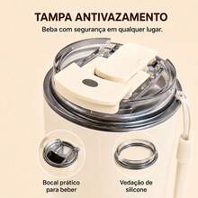 SITARAYURI Copo Térmico 290ml Aço Inoxidável Livre de BPA com Alça Portátil, Mantém Quente e Frio, Compacto para Escola, Trabalho, Viagem, Ótima Opção de Presente - Portanto - Visão 7
