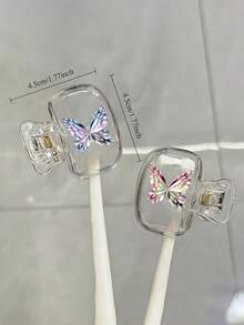2d Pattern, Sparkling Butterfly Pattern,Portable Toothbrush Head Cover Storage Box, Toothbrush Protection Cover Holder, Portable Dustproof Toothbrush Cap, Suitable For Home And Travel Use, Travel Brush Clip,Sparkling Butterfly Pattern - Multicolor - View 8