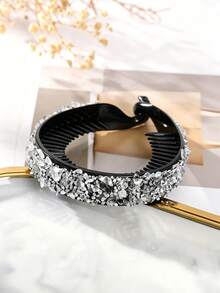Shiny Rhinestone Twisted Bun Hair Clip, Shiny Rhinestone Hair Clip, Non-Slip Curved Ponytail Hair Clip, Elegant Updo Hairstyle Decoration - Multicolor - View 15