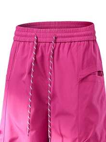 NBCT New Women's Outdoor Pants, Elastic Waist Drawstring Solid Color Hiking Trekking Commuting Casual Long Pants - Hot Pink - View 4