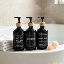 3pcs Soap Dispenser Set 500ml, Empty Press Pump Refillable Shampoo Conditioner Body Wash Dispenser Bottles For Household Hotel Bathroom Decoration - Long Neck Shiny - View 4