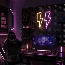 1pc LED Lightning Neon Wall Light, Small Night Light, Game Room Decor, Home Party Creative Fairy Light, Birthday Theme Scene Atmosphere Light, Living Room Bedroom Decoration - Lightning Neon Sign - View 5