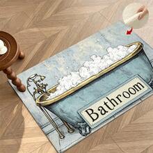 1pc Tub Pattern Design Microfiber Bath Mat,Non-Slip And Soft Bathroom Floor Rugs,Doormat,Water Absorption Mat,Machine Washable,Low Pile,TPR Backing,Knit Fabric,For Bedroom,Kitchen,Entryway,Indoor Use,Accessories & Home Decor,Perfect New Home Gift - B - View 7